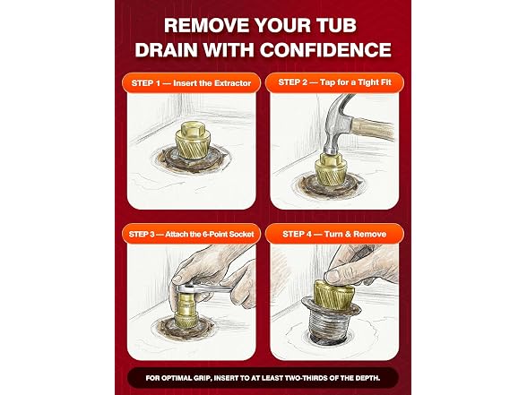 Bornpye 1.5" Tub Drain Removal Tool