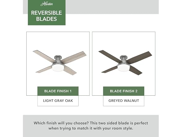 Hunter Fan 52 inch Low Profile Matte Silver Indoor Ceiling Fan