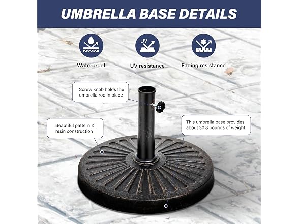 YSSOA Heavy Duty Antiqued Umbrella Base - Gallery 3