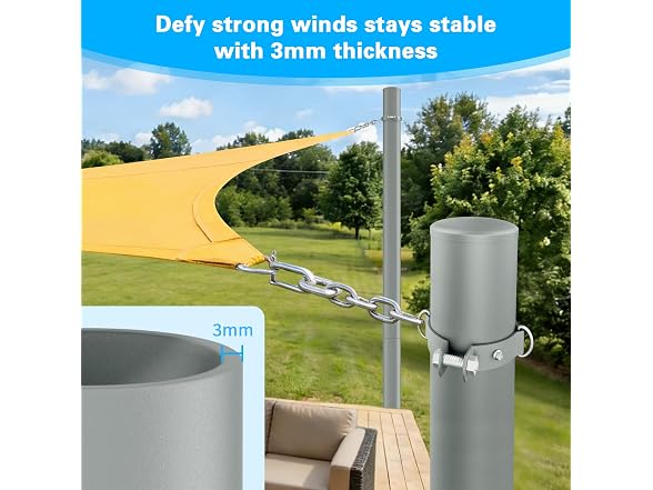 Miveda 12Ft Shade Sail Poles 2-Pack