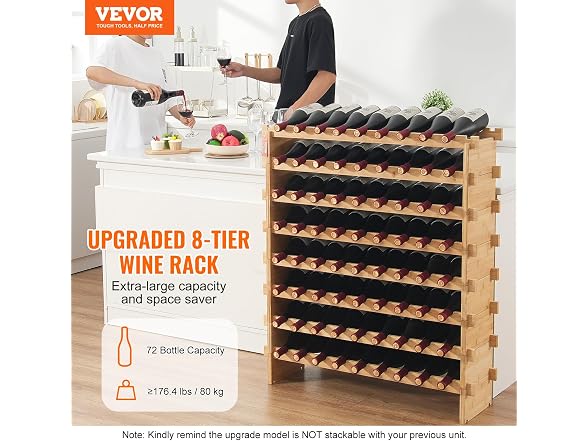VEVOR 72 Bottle Stackable Modular Wine