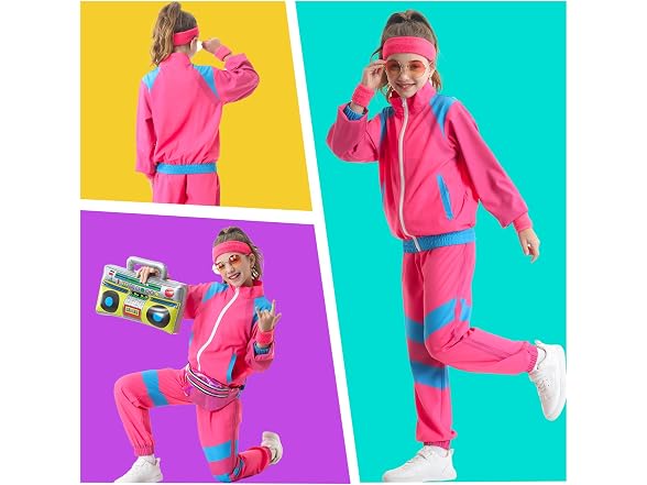 TIMSOPHIA Pink 80S Tracksuit for Kids