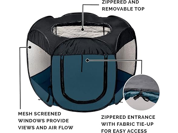 Furhaven Portable Pet Playpen, Small