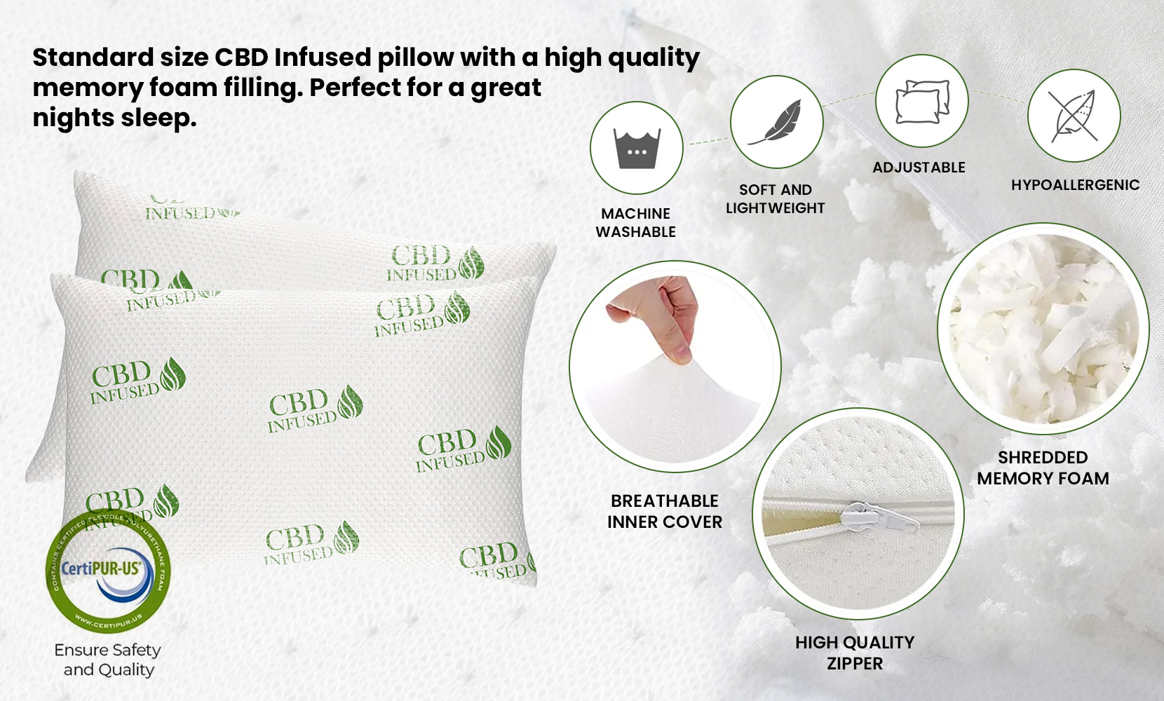 CBD Infused Memory Foam Pillows - Gallery 10