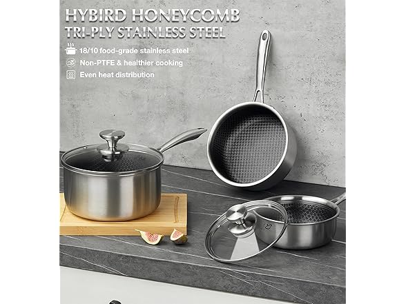 Hybrid Nonstick Stainless Steel Saucepan