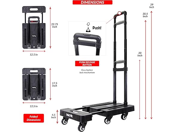 Trolley Dolly Platform Cart 6-Wheel Handtruck