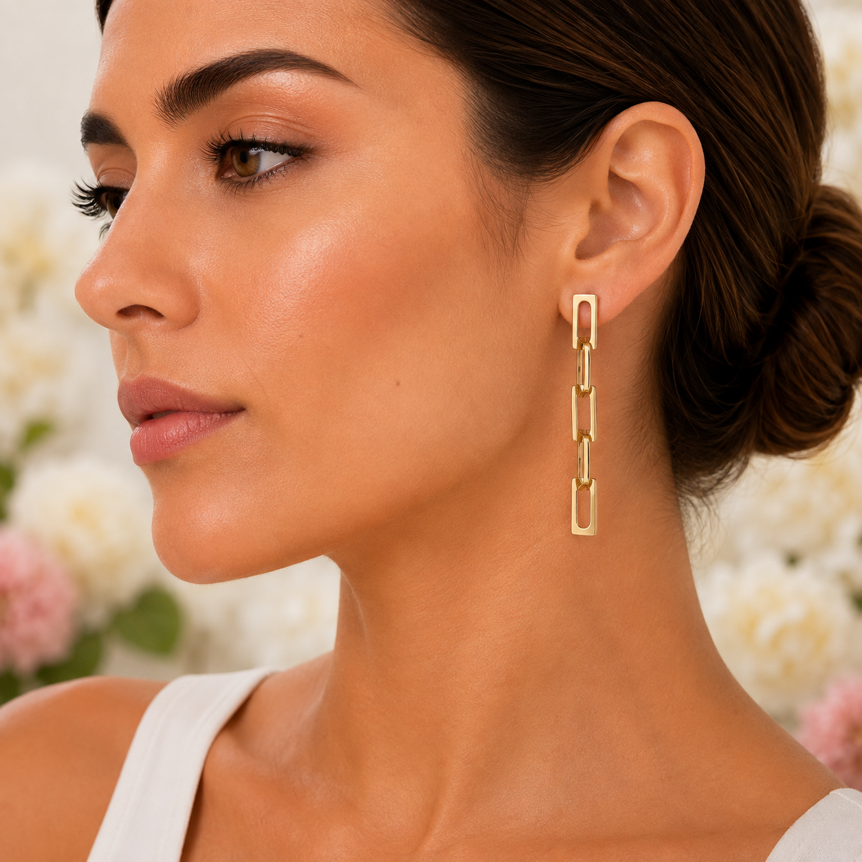 18K Gold Plated Link Drop Earrings - Gallery 5