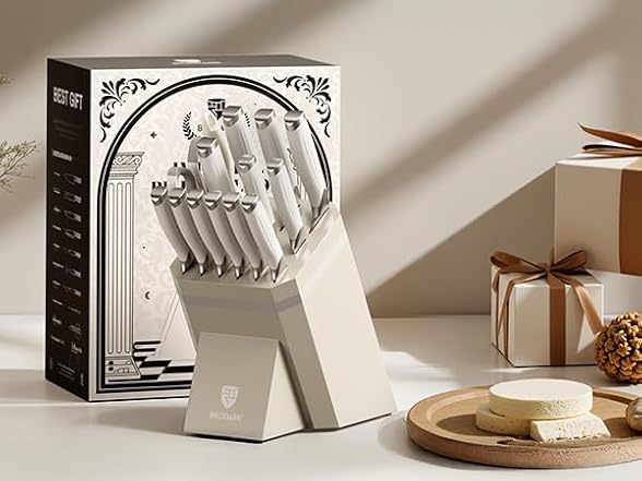 BRODARK 15PCS White Kitchen Knife Set