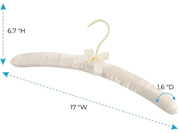 Suptinwear Satin Padded Hangers 10 Pack, 17 Inch Ivory 