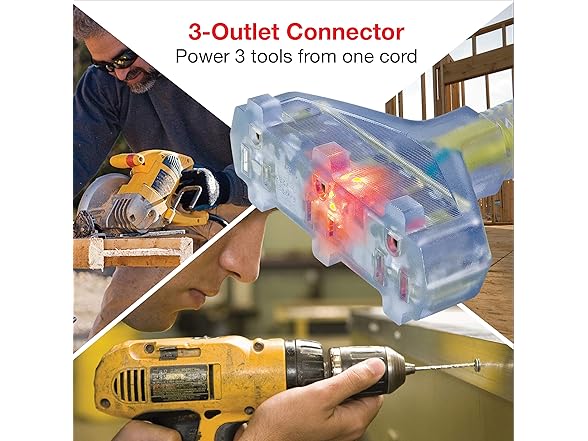 Clear Power 3 ft 12/3 SJTW, Cord Adapter, GFCI