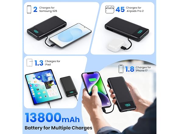 AONIMI Slim Power Bank 13800mAh