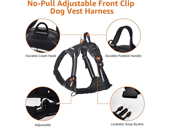 Amazon Basics No-Pull Dog Harness, Soft Padded XL Black
