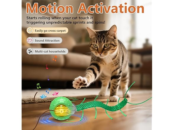 Interactive Cat Toy Ball w/ Motion & Sound