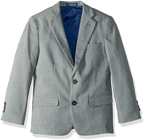 IZOD Boys' Bi-stretch Suit Jacket Blazer, Sharkskin Light Grey, 16 US