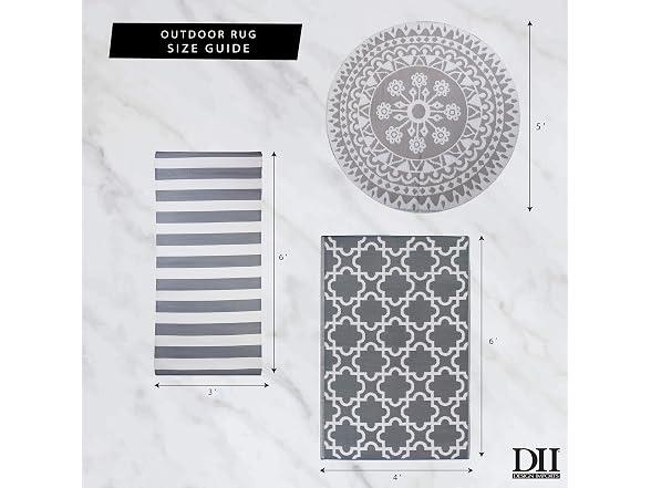 DII Outdoor Rugs Collection Reversible Woven, 5' Round, Taupe Floral