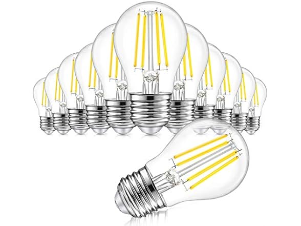 TOBUSA Dimmable Globe A15 6W Edison Bulb 5000K 12PC