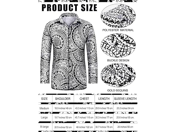 6 PC Men's 70s Disco Costume Set