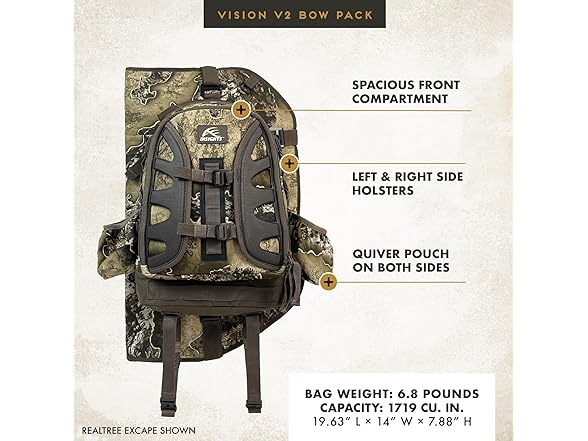 Insights Hunting by frogg toggs - The V2 Vision Bow Pack, Realtree APX