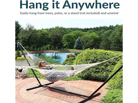 Sunnydaze Decor LY-CDWHWS Cotton Rope Hammock Nat Off-wh