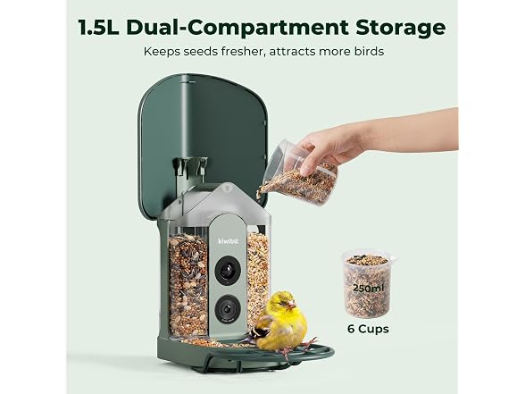 Kiwibit Solar Smart Bird Feeder 4K AI