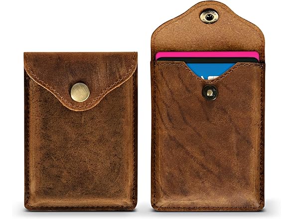 Rugged Brown Leather Card Holder RFID