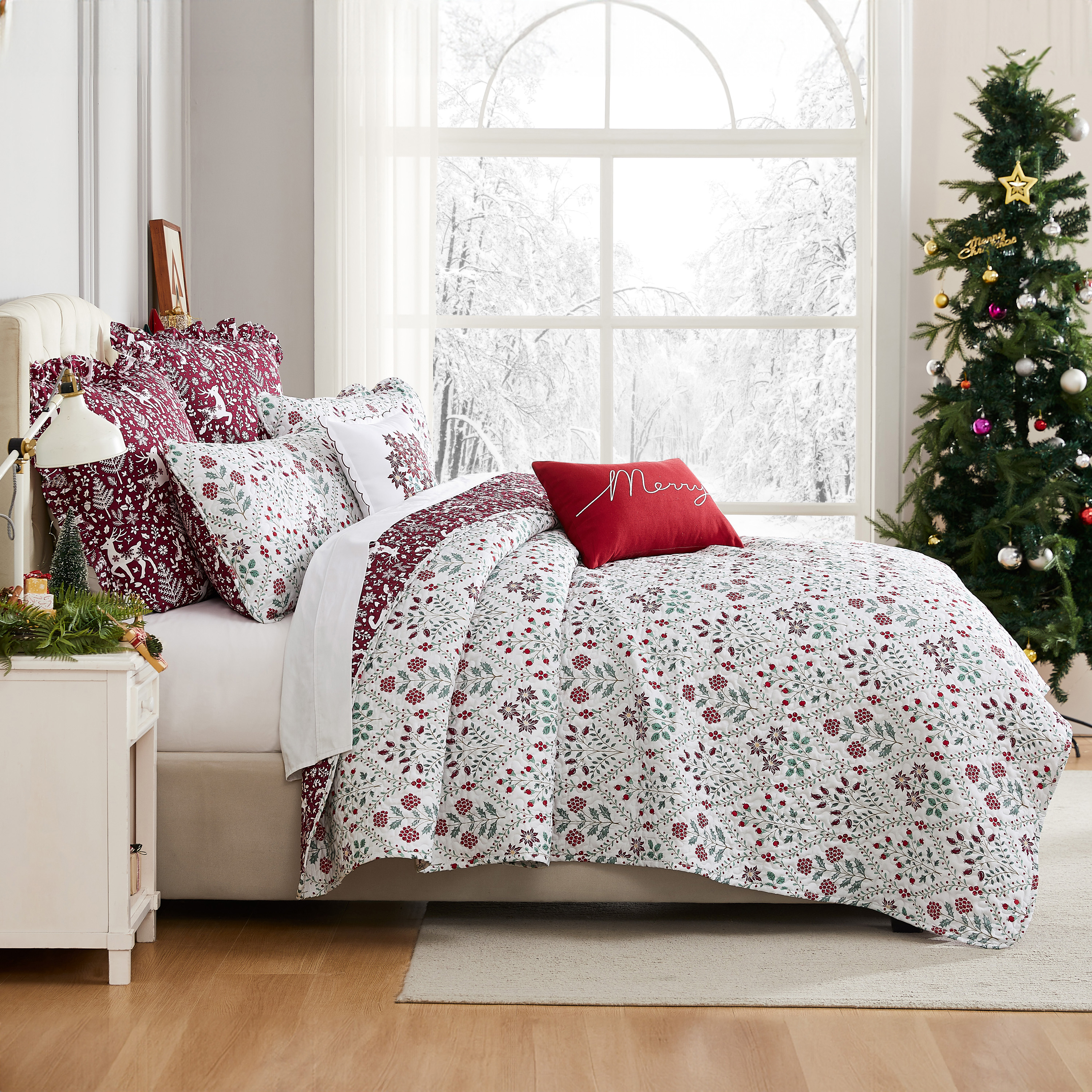 Oversized 7Pc Christmas Quilt Set - Gallery 13