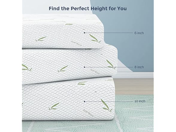 10" Queen Memory Foam Mattress, Bamboo