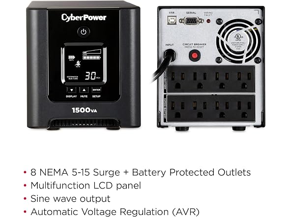 CyberPower Sinewave UPS System 8 Outlets Mini-Tower