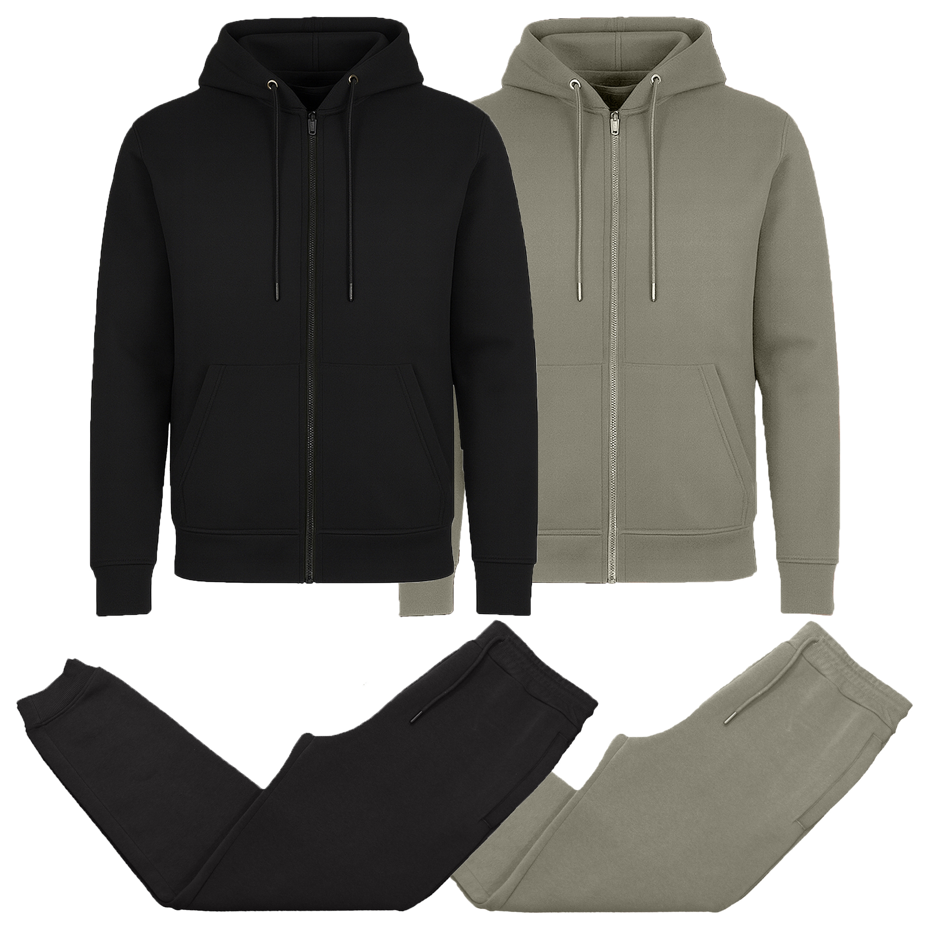 Mens Fleece-Lined Zip Hoodie & Jogger Set - Gallery 30