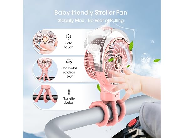 Ausic Misting Portable Stroller Fan