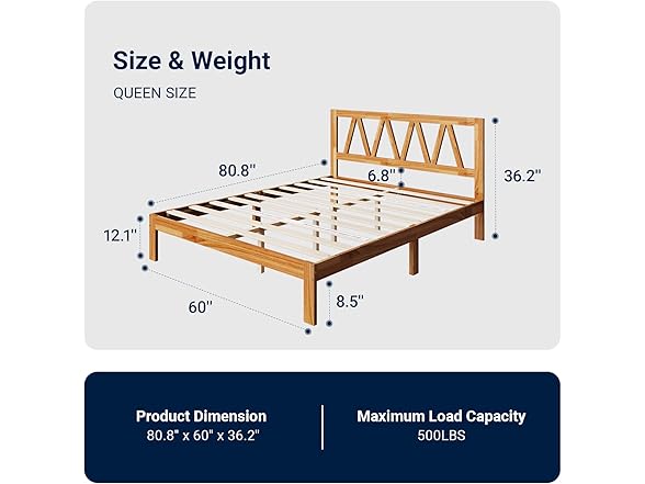 Avenco Avenco Solid Wood Platform Bed Frame wit