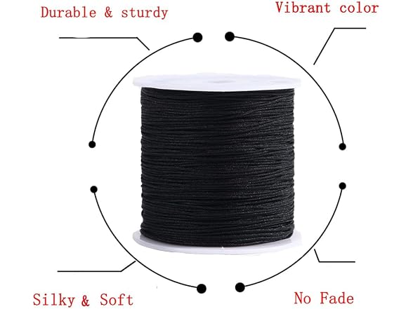 1mm x 100 Yd Nylon Cord, Braided Thread Trim - Gallery 3