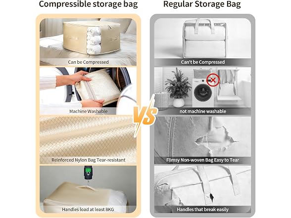 2 Pack Space Saving Comforter Storage Bag with Handle