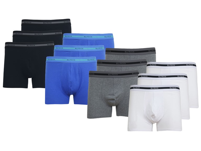 BLU ROCK WC-----J/MBB-565 / BK-MB-CH-WH / S Small Mens Cotton Flex Stretch Boxer Briefs Black x3 - Medium Blue x3 - Charcoal x3 - White x3