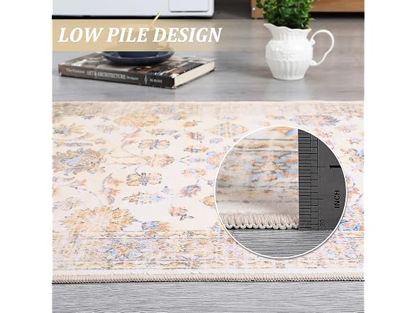 GarveeHome Washable Rug 5x7 Boho Beige