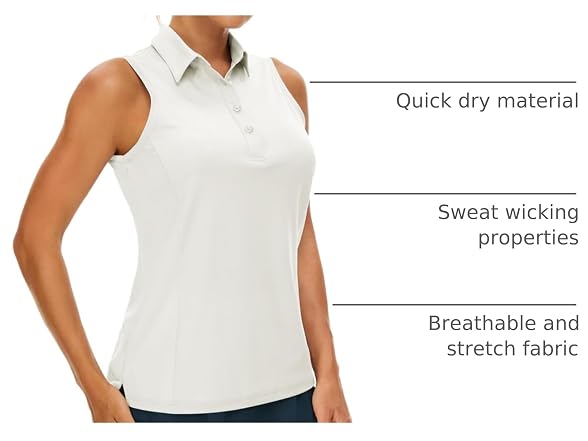 Casei Women (M) Sleeveless Golf Polo Shirt Dry Top