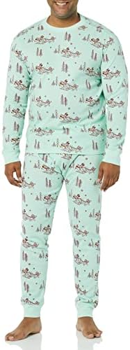 Amazon Essentials Disney | Marvel | Star Wars Men's Snug-Fit Pajama Sleep Sets, Mickey Winter - Mens Snug-fit, X-Small