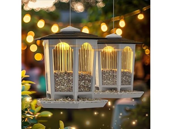 MrCrafts 2 Pack Solar Bird Feeders