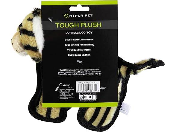 Hyper Pet Tough Plush Tiger Durable Dog Toy