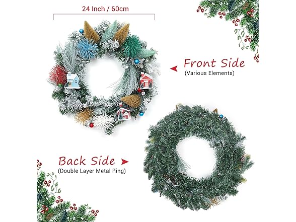 GarveeHome 24" Christmas Wreath