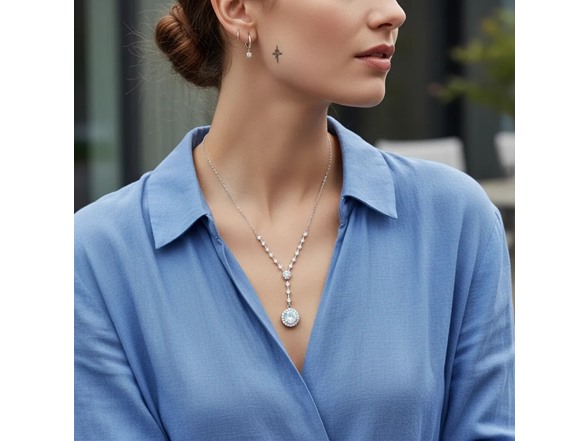 Moissanite Rainbow Halo Necklace