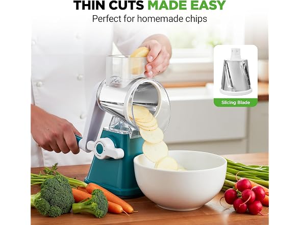 NutriChef 3 in 1 Cheese Grater & Shredder Green