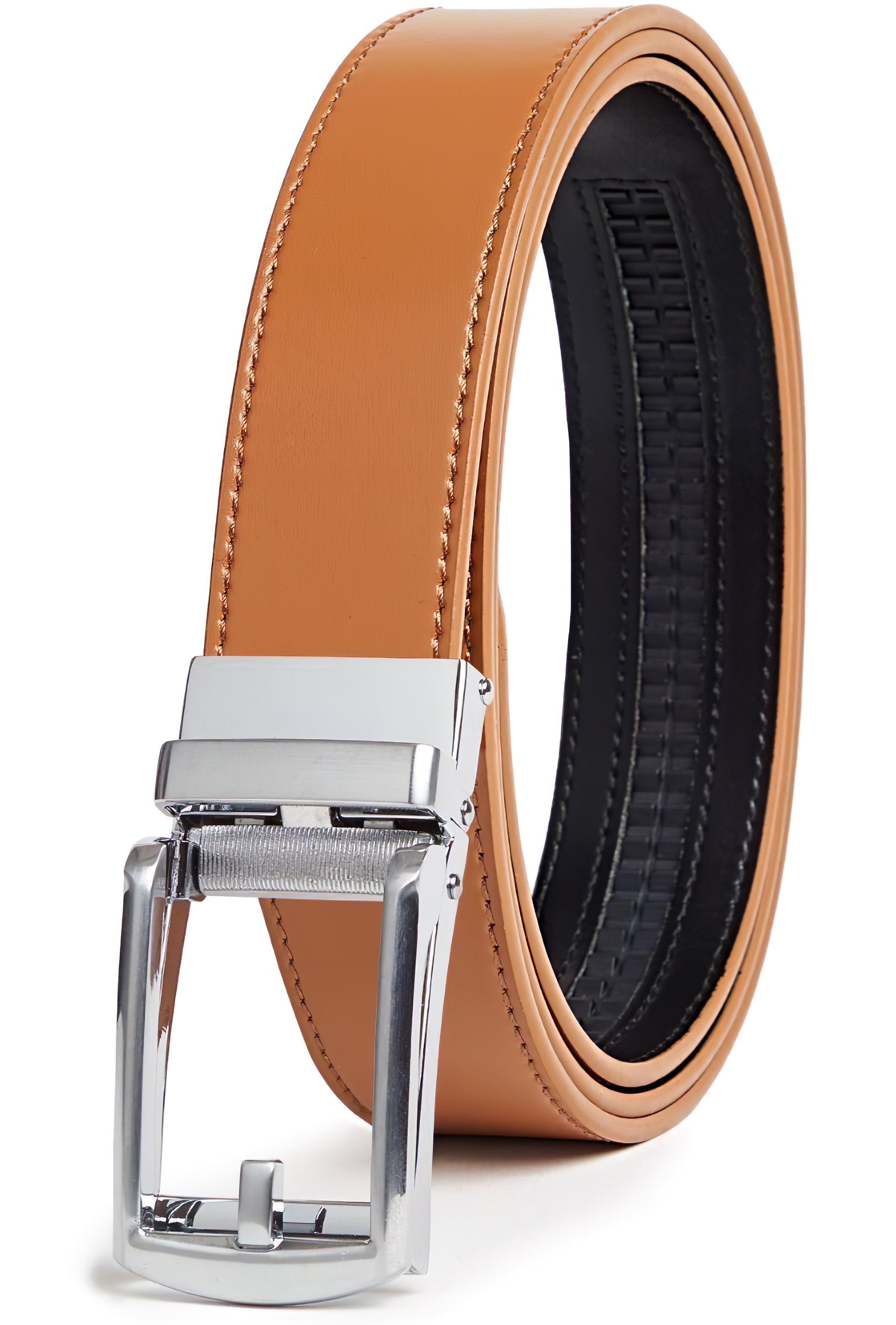 Carlo Fellini Mens Leather Ratchet Belt - Gallery 43