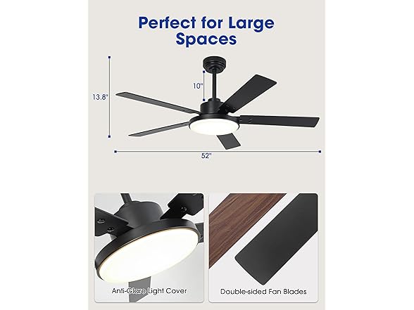Parrot Uncle Black Ceiling Fan with Light & Remote