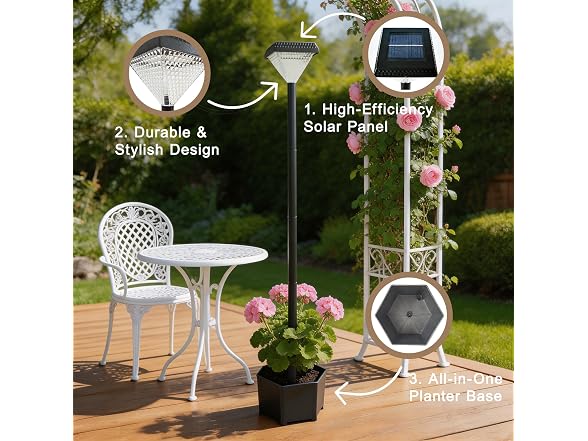 DJGIFI Solar LED Post Light Planter