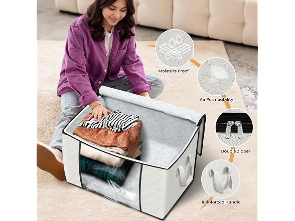Fab totes 90L Ivory 10 Pack Storage Bags