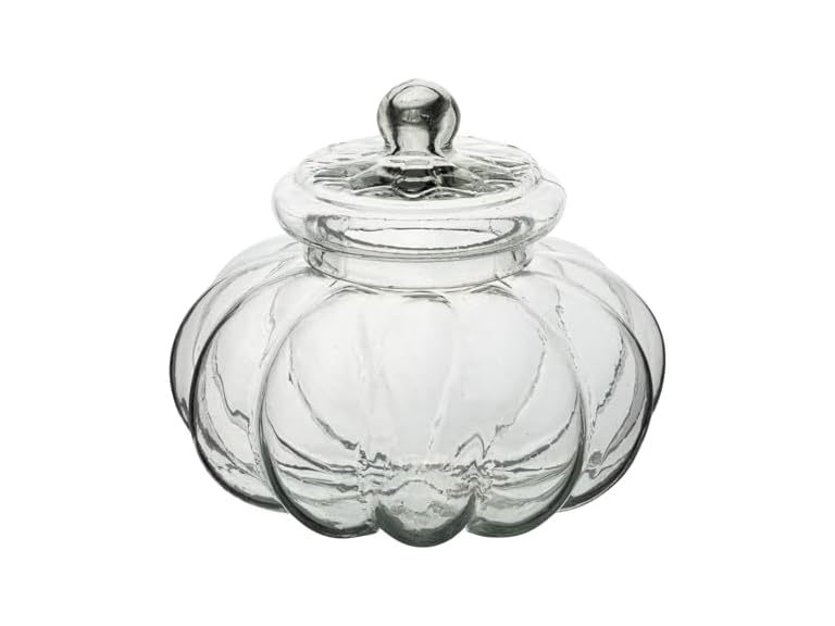 Creative Co-Op Ribbed Glass Jar Clear
