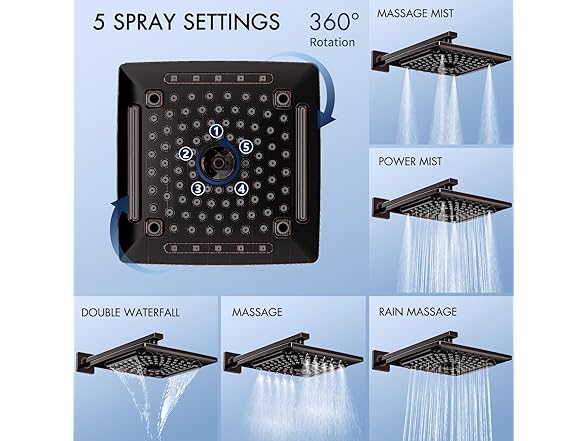 ELLO&ALLO Bathroom Shower Faucet Set Mixing Valve Trim Kit
