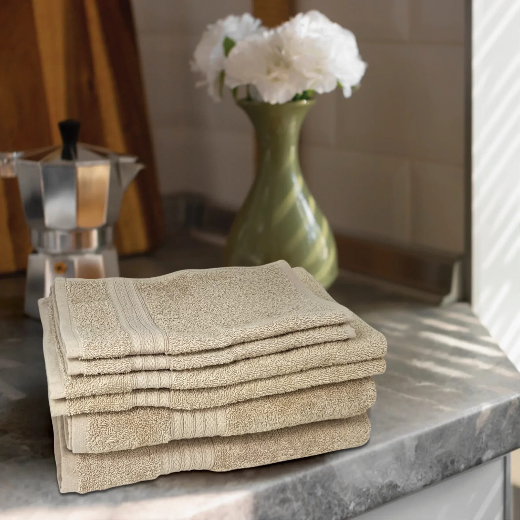 Textilia Set of 6 Bath Towel Set  Beige - Gallery 10