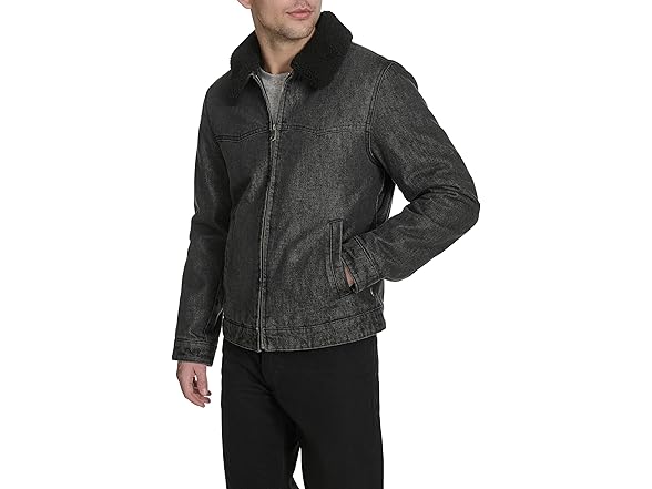 Levis Mens Denim Western Jacket w Sherpa Collar (M)
